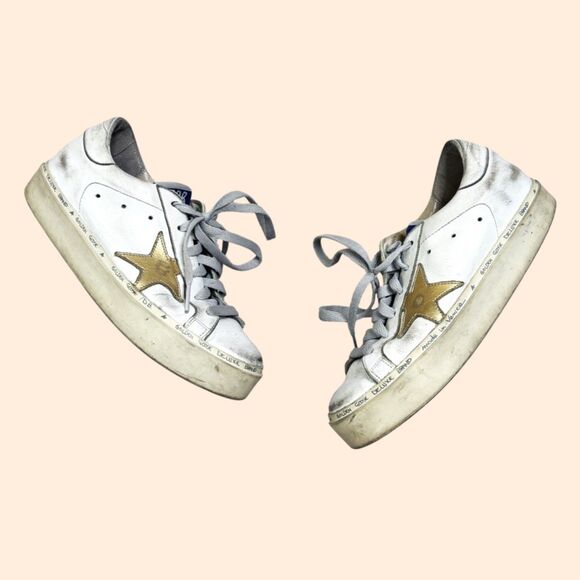 Golden Goose Shoes - Golden Goose Hi Star Gold Platform Sneakers